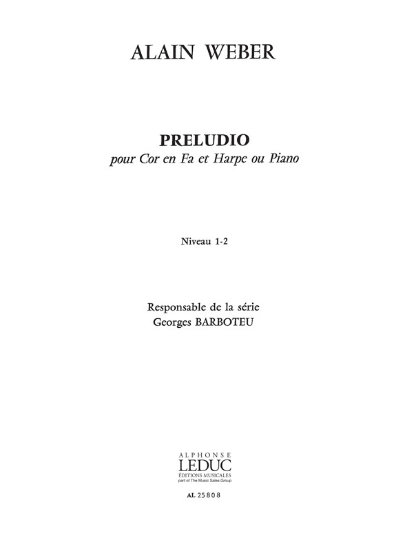 Preludio, pour cor et piano (ou harpe)