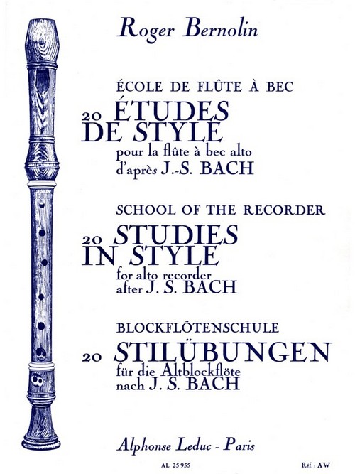 20 Études de style, pour la flûte à bec alto, d'après J. S. Bach. 9790046259555 20 Études de style, pour la flûte à bec alto, d'après J. S. Bach. 9790046259555