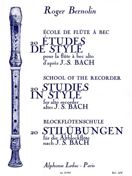 20 Études de style, pour la flûte à bec alto, d'après J. S. Bach