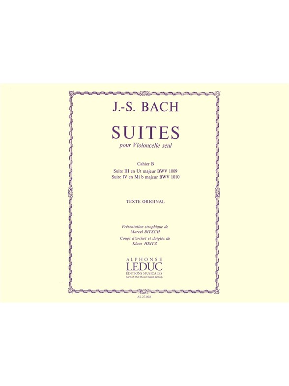 Six Suites Vol. 2, nº 3 et 4, violoncelle