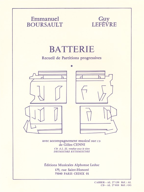 Batterie, recueil de partitions progressives, accompagnement Sur CD de Gilles Cenni. 9790046271304