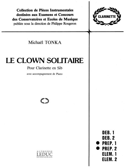 Clown Solitaire, pour clarinette Sib et piano