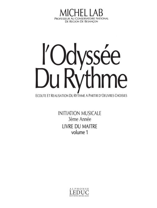 Odyssée du rythme, vol. 1, Initiation musicale, livre de maitre