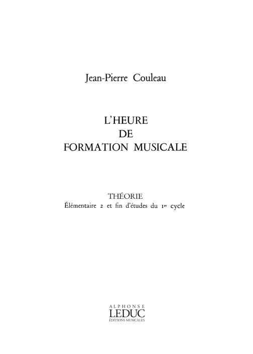 L'heure de formation musicale - Elém. 2 et fin d'études