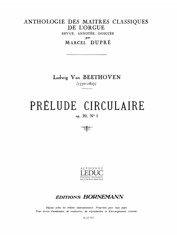 Prélude circulaire Op. 39, nº 1, Orgue. 9790046277573
