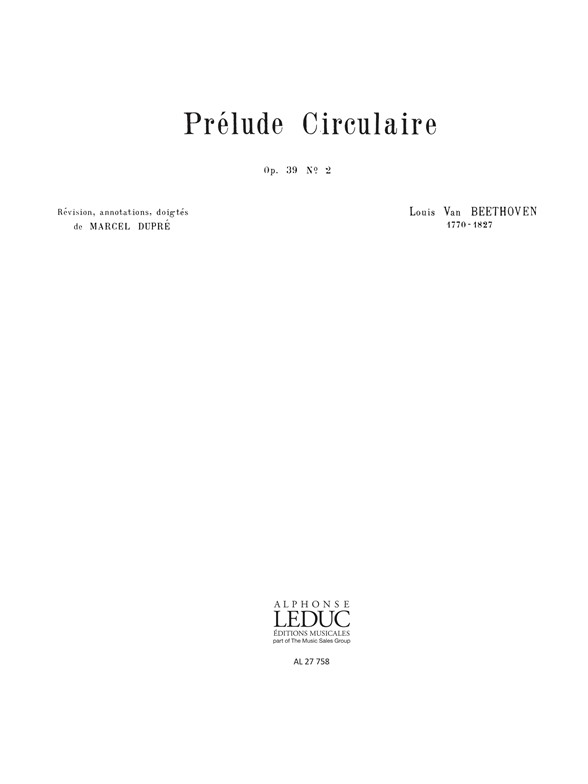 Prélude circulaire Op. 39, nº 2, Orgue. 9790046277580