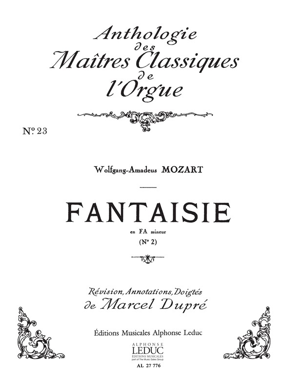 Fantaisie nº 2, KV 608 en Fa mineur, pour orgue