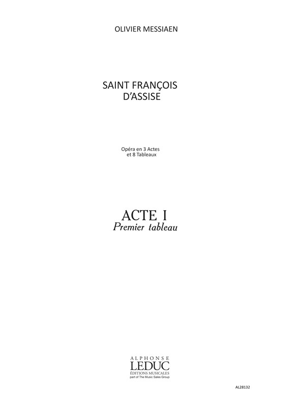 Saint Francois d'Assise (Act 1, Scene 1) Score