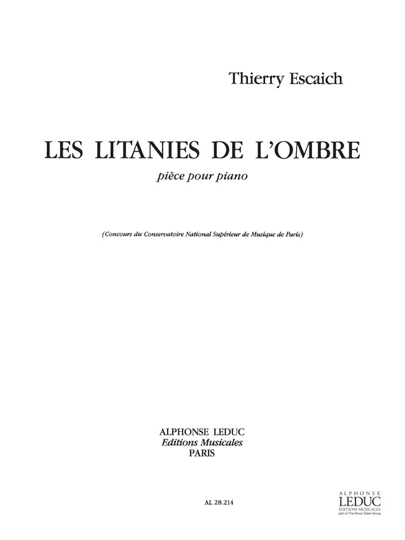 Litanies de l'ombre, pour piano