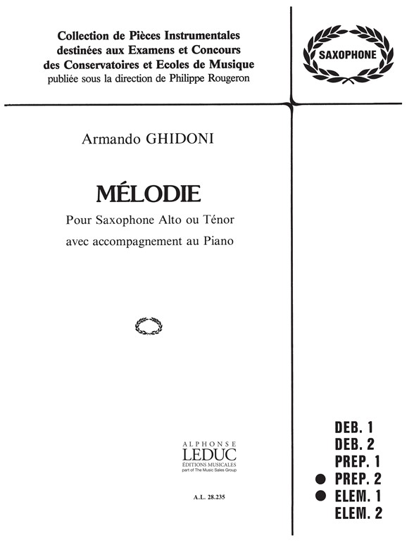 Melodie, pour saxophone et piano