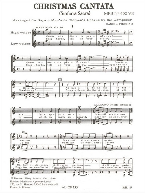 Christmas Cantata, SATB