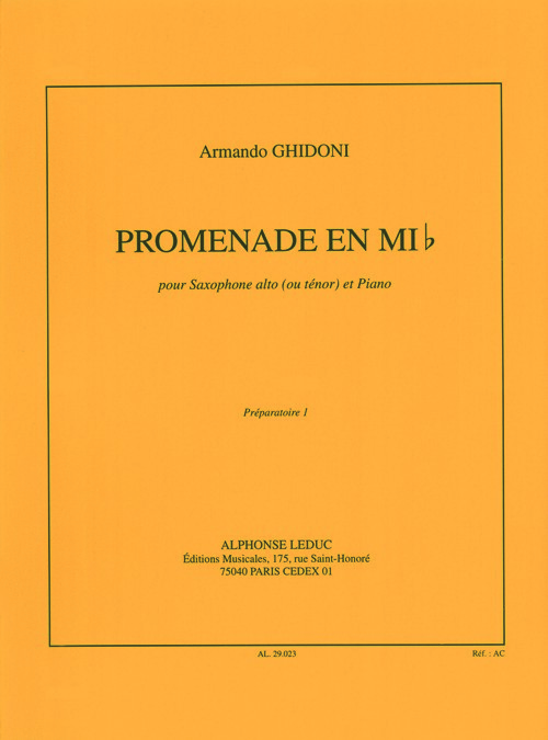 Promenade en Mib, pour saxophone alto ou tenor et piano. 9790046290237