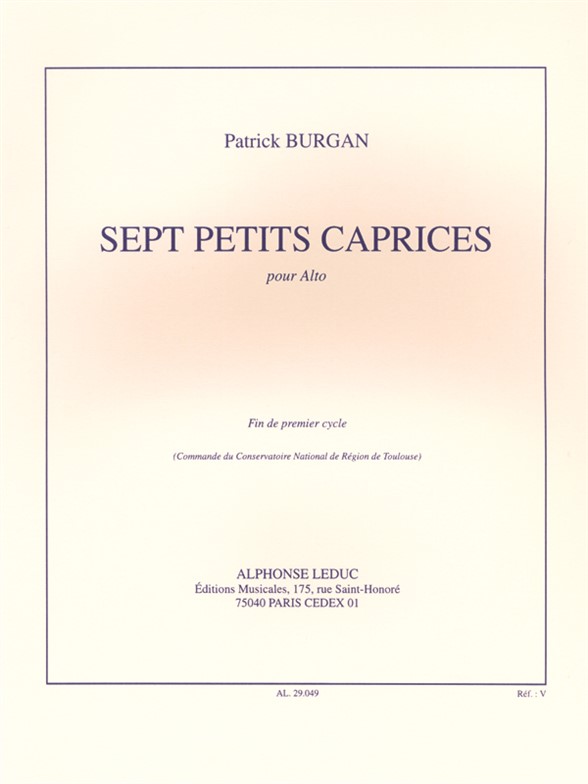 7 Petites caprices, pour alto. 9790046290497