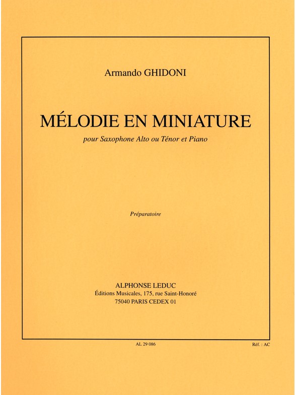 Melodie en miniature, pour saxophone et piano