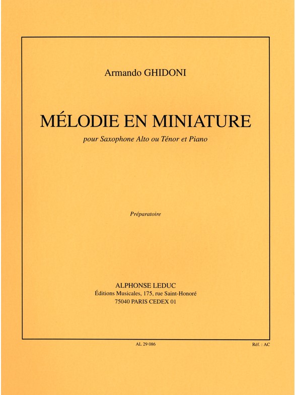 Melodie en miniature, pour saxophone et piano