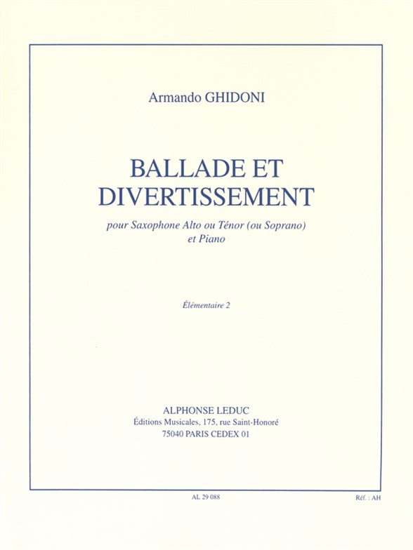 Ballade et divertissement, pour saxophone alto et piano