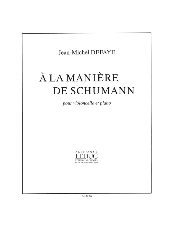 A la manière de Schumann, pour violoncelle et piano