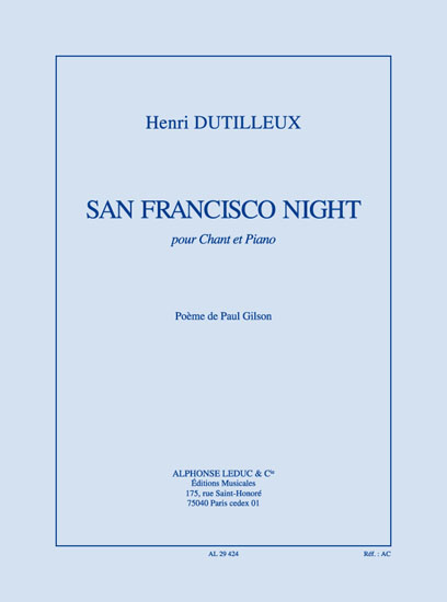 San Francisco Night, pour chant et piano. 9790046294242