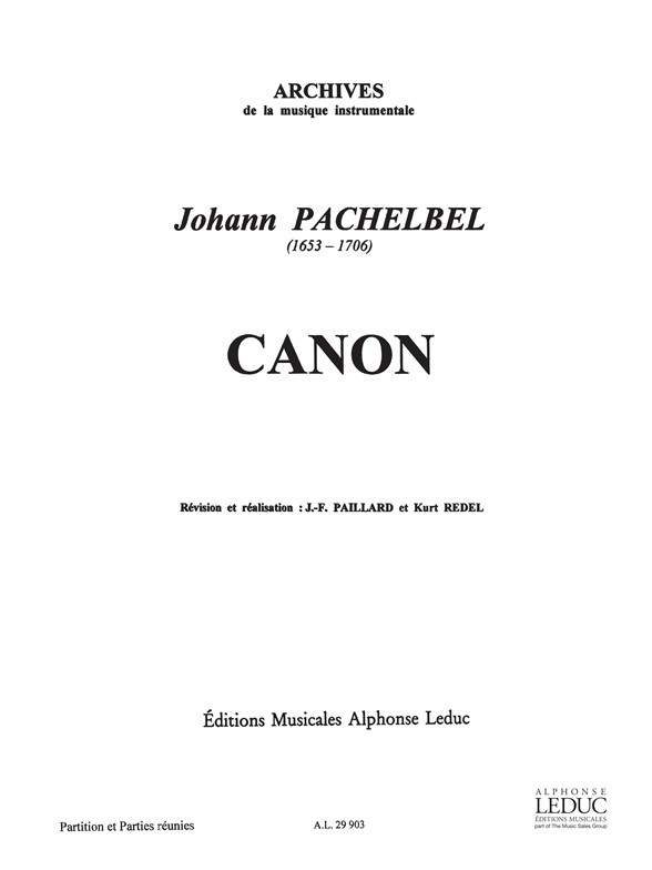 Canon, for Harpsichord, 3 Violin, Cello and Double Bass, Score. 9790046299032