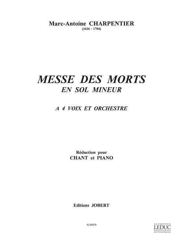 Messe des morts en Sol mineur, soli et choeur. 9790046300790