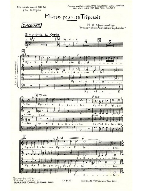 Messe des trépasses, soli et deux choeurs SATB. 9790046300820