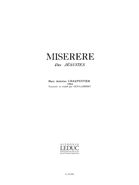 Miserere des jesuites, Score