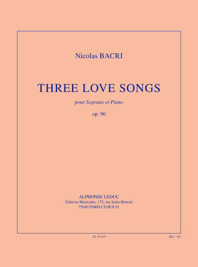 Three Love Songs, op. 96, pour soprano et piano. 9790046304194