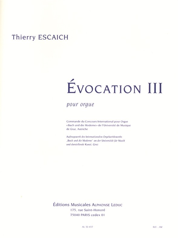 Evocation III (d'après "Nun komm, der Heiden Heiland"), pour orgue