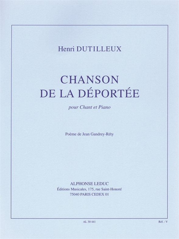 Chanson de la déportée, pour chant et piano