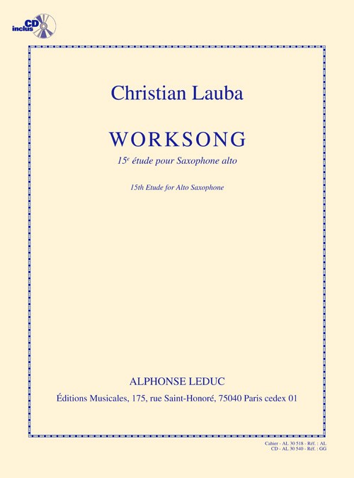 Worksong, 15e étude pour saxophone alto. 9790046305184