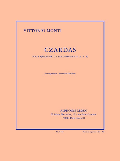 Czardas, pour quatuor de saxophones (SATB)