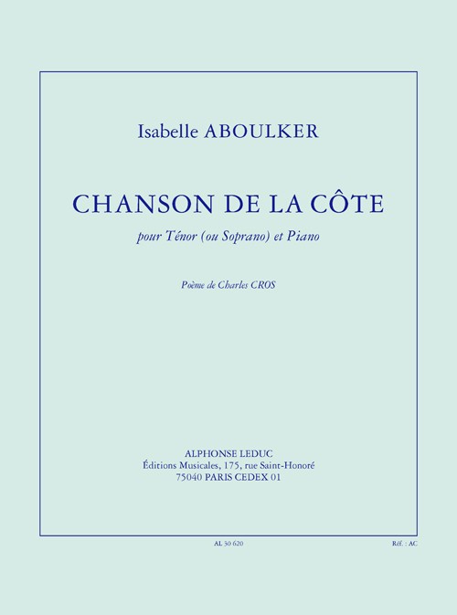 Chanson de la côte, pour ténor et ppano. 9790046306204 Chanson de la côte, pour ténor et ppano. 9790046306204