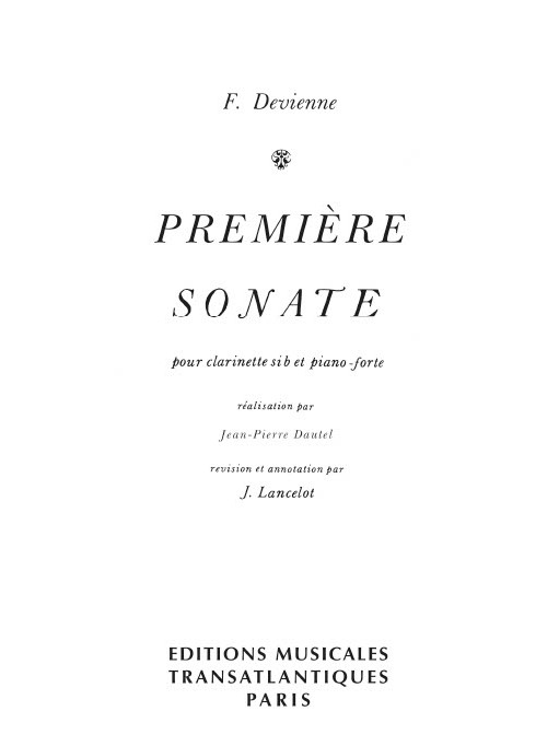 Sonate nº 1 pour clarinette Si b et piano