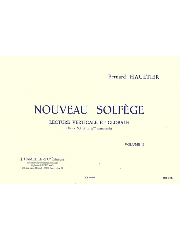 Nouveau solfège, vol. 2: lecture verticale et globale. 9790230794695