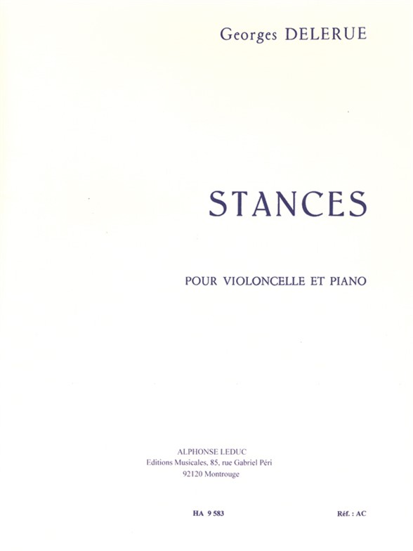 Stances, pour violoncelle et piano. 9790570692507