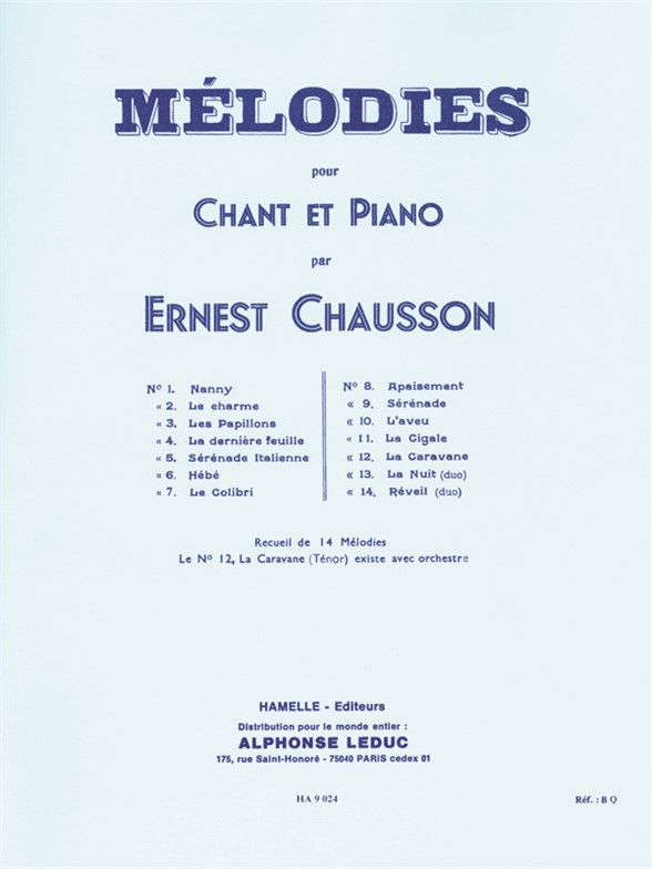 14 Mélodies pour chant et piano. 9790230790246