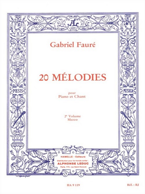 20 Mélodies Vol. 2, pour piano et chant (moyenne). 9790230791199