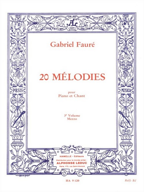 20 Mélodies Vol. 3, pour piano et chant (moyenne). 9790230791205