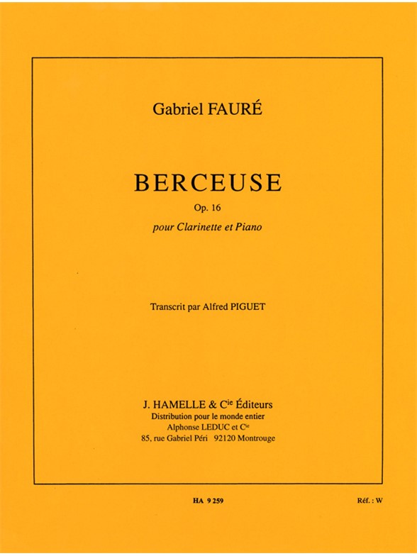 Berceuse Op. 16, clarinette et piano. 9781785589331