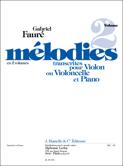 Mélodies Vol. 2, violoncelle et piano. 9781785586101