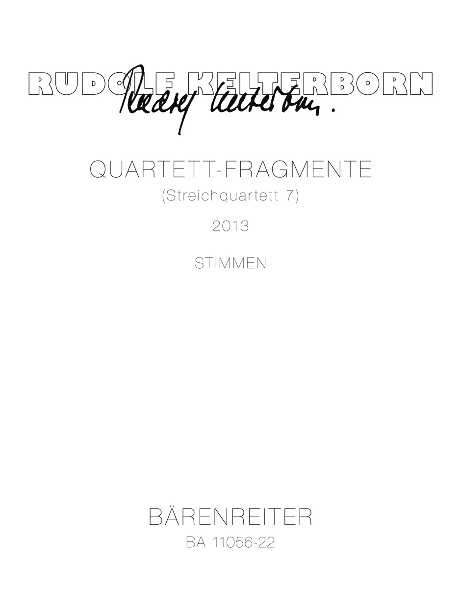 Quartet Fragments (String Quartet 7, 2013), Set of Parts