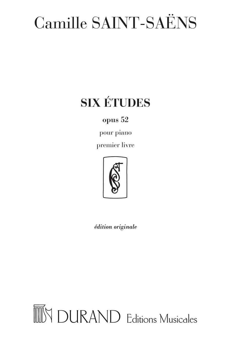 Six études opus 52, premier ivre, pour Piano