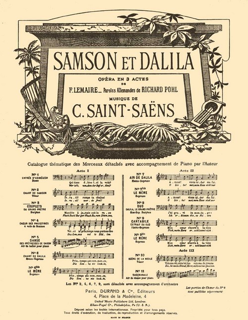 Samson et Dalila nº 3, couplets du Grand Prêtre, barytone et piano