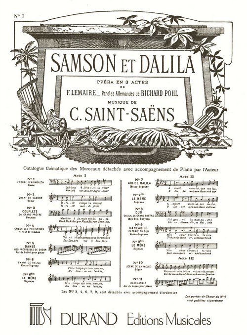 Samson et Dalila nº 7, air de Dalila, ton original, mezzo-soprano et piano. 9790044017164