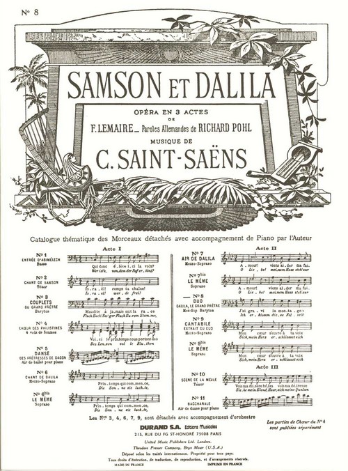Samson et Dalila nº 8, duo Dalila et le Grand Prêtre, chant et piano. 9790044017171