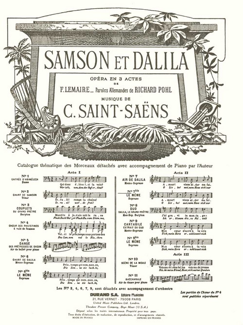 Samson et Dalila nº 7 bis, Le Méme, soprano et piano. 9790044017218