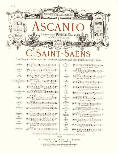 Ascanio, opéra en 5 actes et 7 tableaux, nº 9: pour chant et piano. 9790044024599