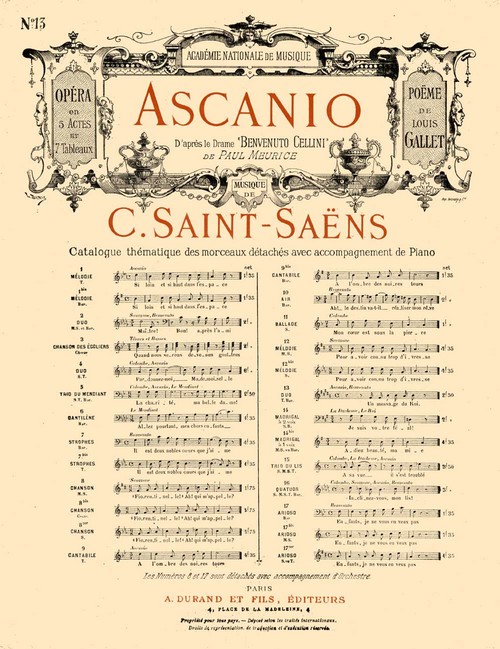 Ascanio, opéra en 5 actes et 7 tableaux, nº 13: pour chant et piano. 9790044024612