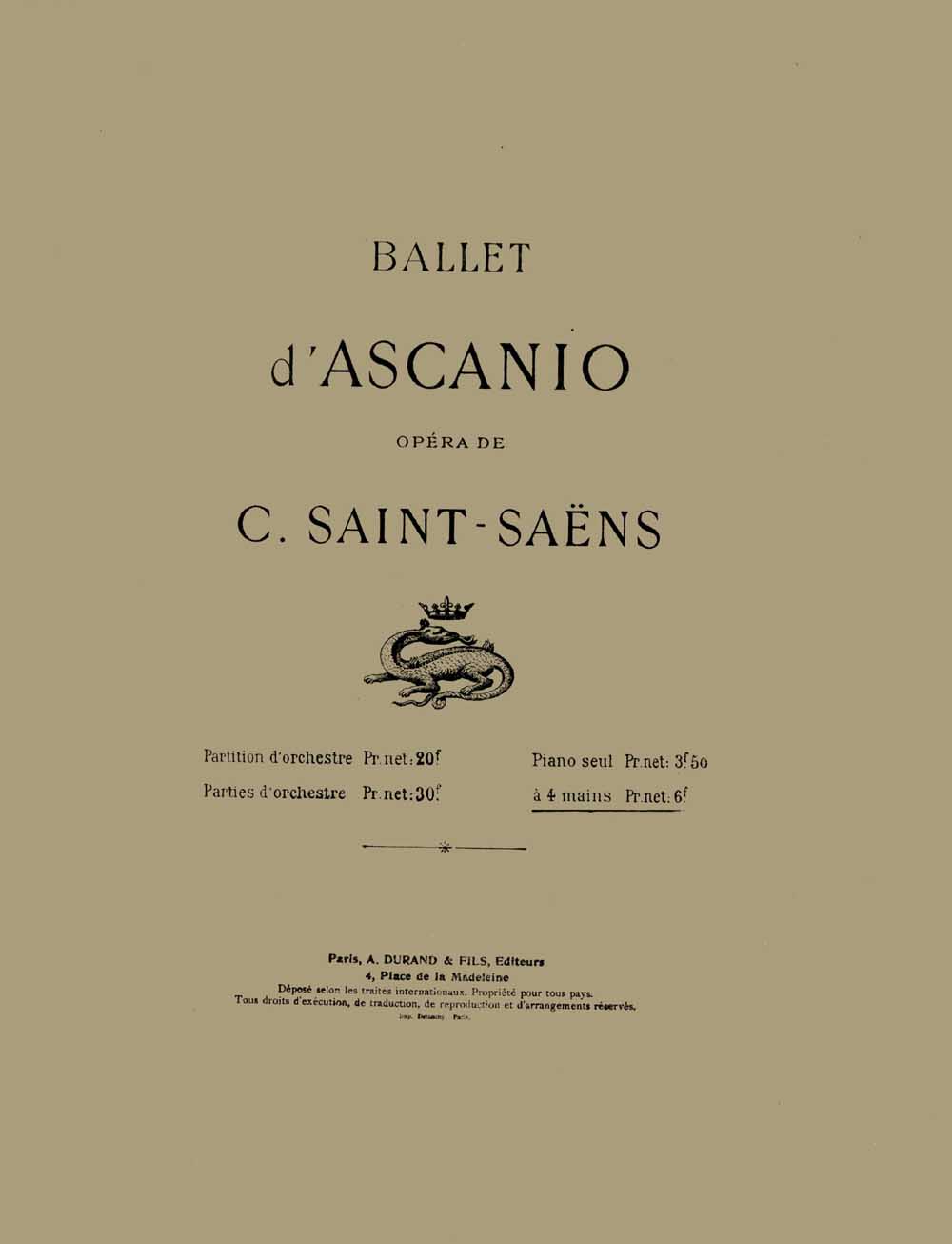 Ballet d'Ascanio, piano à 4 mains