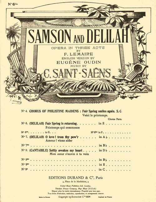 Samson and Delilah No 6 bis in G, Vocal Score